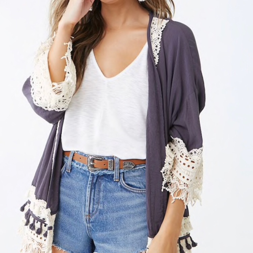 Crochet trim cardigan